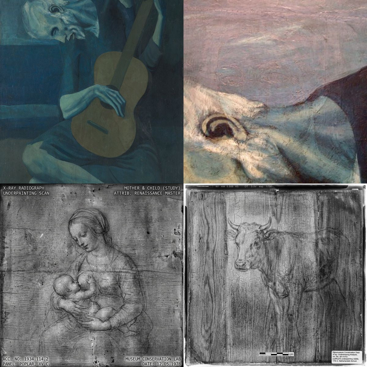 The ghost in Picasso's Old Guitarist: the mother and child he painted over