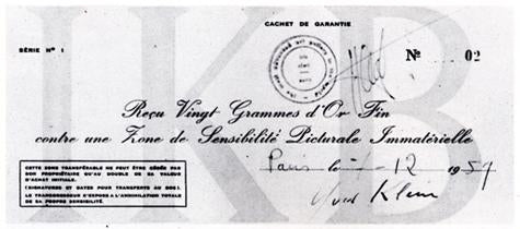 Yves Klein Sold Invisible Space for Pure Gold in 1959