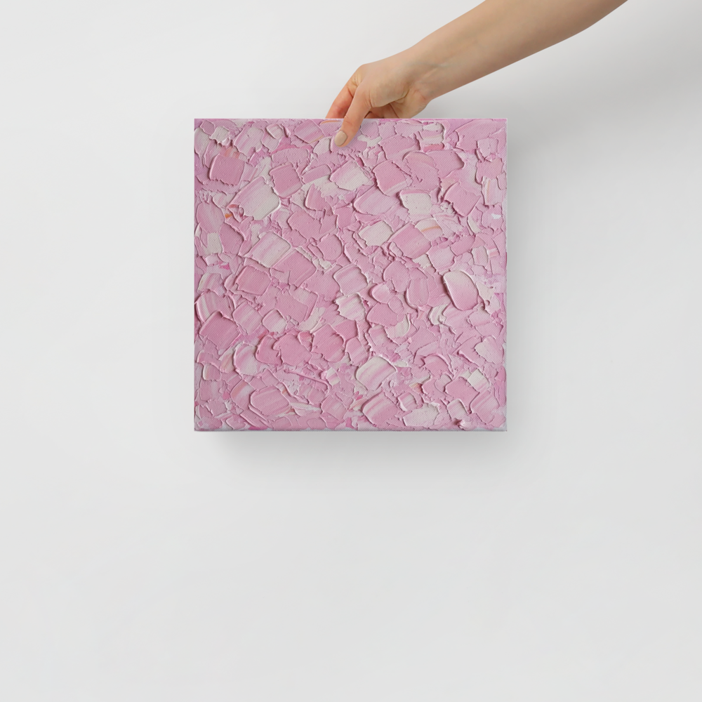 'Blush Topography' — a Expressionism print. An abstract expressionist painting featuring thick strokes of pink oil paint, creating a textured surface ideal for a modern Bedroom.