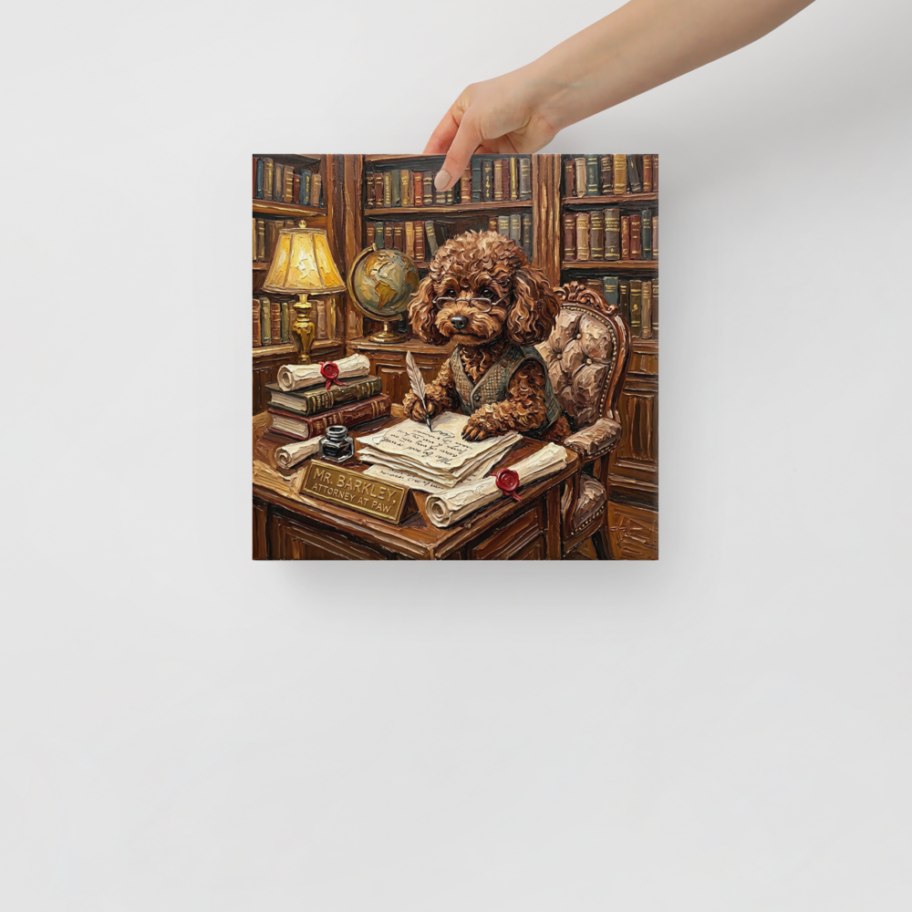 'The Scholar's Treat' — a Expressionism print. An impasto painting of a dressed owl sitting at a table with a massive colorful dessert and a little mouse, perfect for a cozy Library.