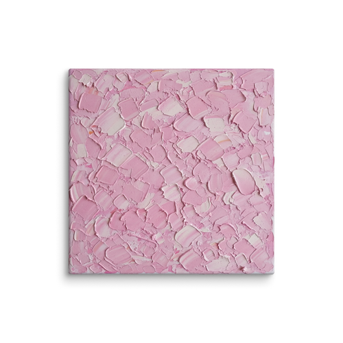 'Blush Topography' — a Expressionism print. An abstract expressionist painting featuring thick strokes of pink oil paint, creating a textured surface ideal for a modern Bedroom.