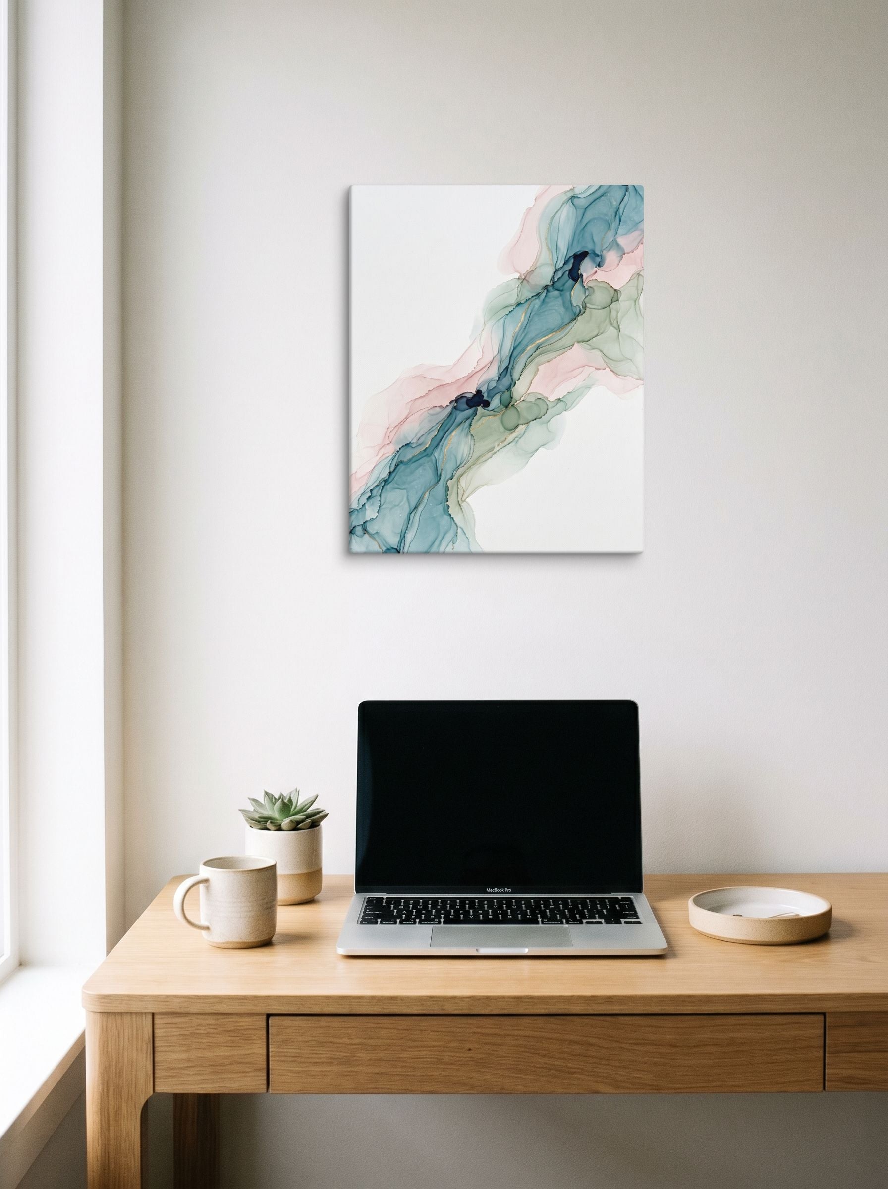 Teal and Blush Alcohol Ink Mockup
