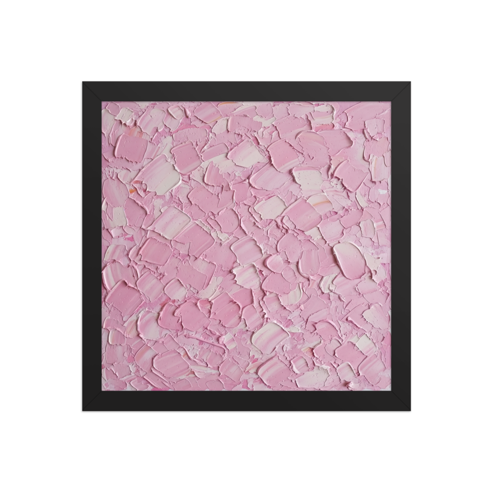 'Blush Topography' — a Expressionism print. An abstract expressionist painting featuring thick strokes of pink oil paint, creating a textured surface ideal for a modern Bedroom.