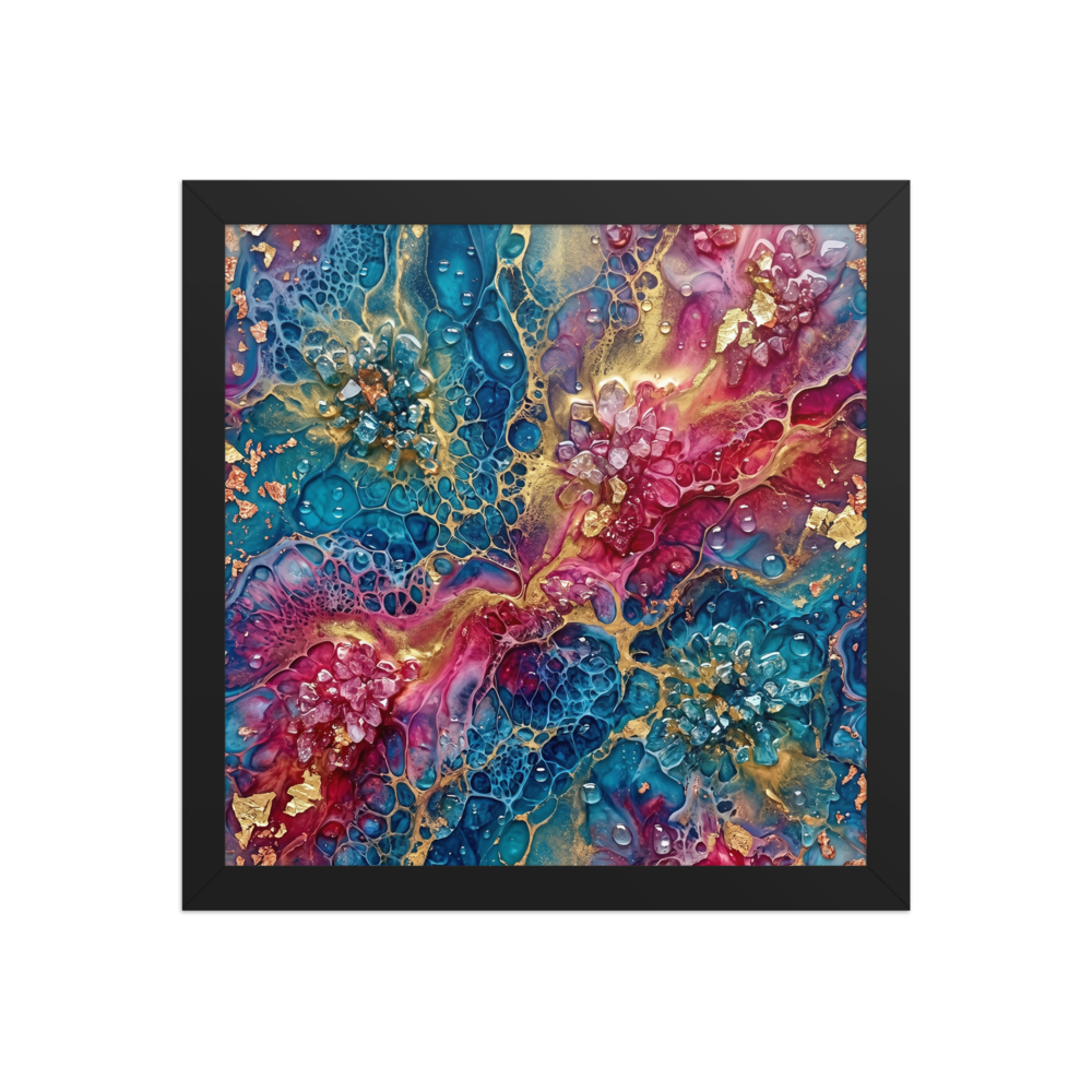 'Geode Bloom' — a Abstract art print. A vibrant teal and magenta geode abstract artwork, perfect for a Bedroom.