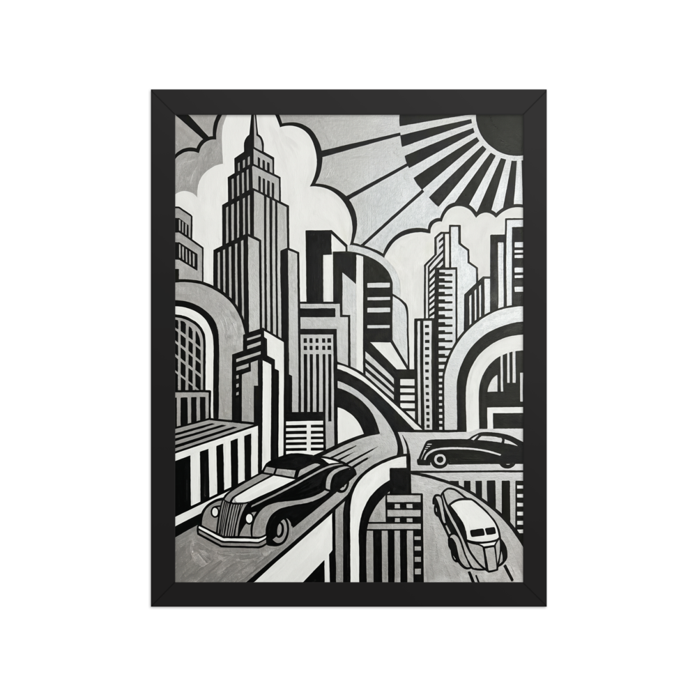 'L'Âge D'Or' — a Art Deco print. An Art Deco poster reading L'Âge D'Or, featuring a geometric skyscraper and a sunburst.