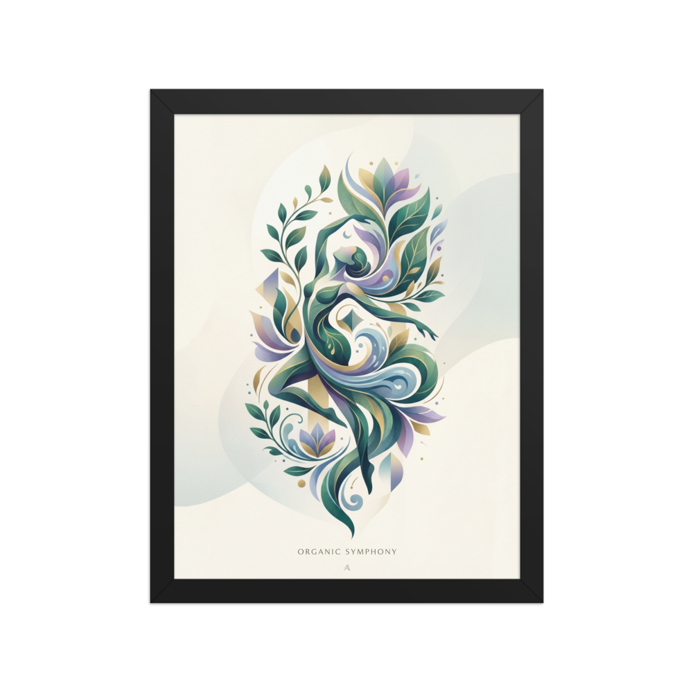'Organic Symphony' — a Art Nouveau print. A beautiful flowing illustration of a woman intertwined with nature, an elegant addition to a Bedroom or Studio.