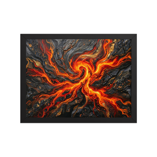 'Molten Core' — a Abstract art print. A striking abstract artwork resembling molten lava and dark stone, perfect for a Game Room.