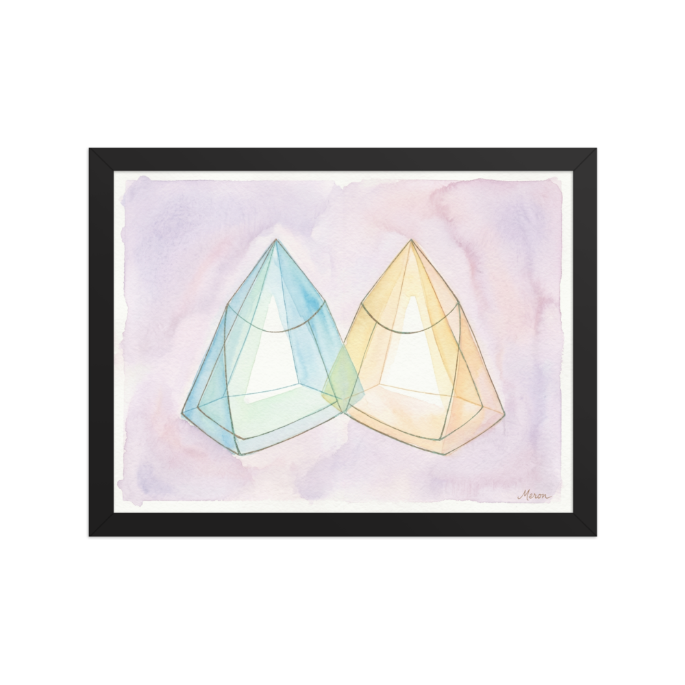 'The Sleeping Dog' — a Cubism print. A watercolor painting of a sleeping dog composed of faceted amber and brown shapes, perfect for a cozy Living Room or Bedroom.