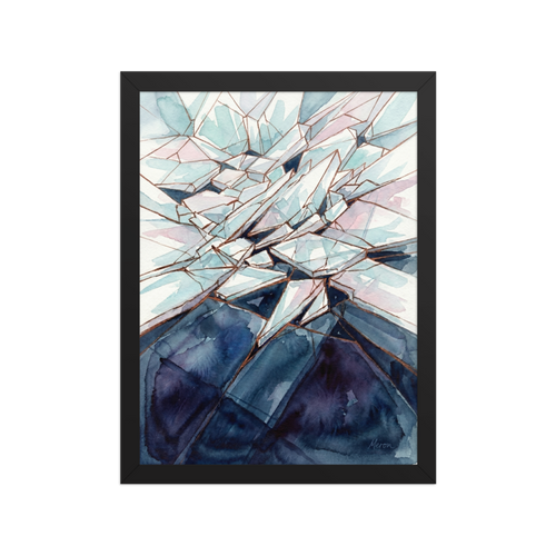 'Baltic Sea Ice Breaking' — a Abstract expressionism print. Abstract watercolor of violently shattered ice and jagged crystal shards, well-suited for a modern Office or Living Room.