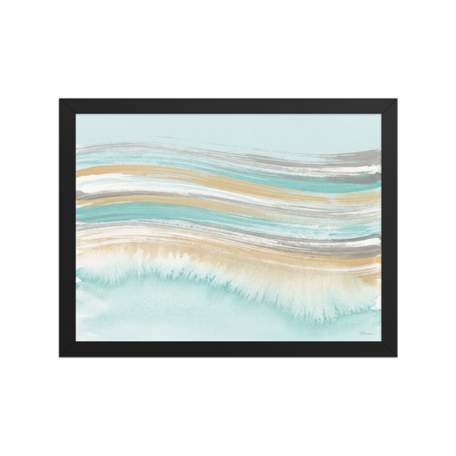 Fine art print 'Coastal Waves' in a Abstract art style. Serene coastal abstract watercolor painting with turquoise waves in a relaxing bedroom.