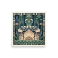 'The Deco Cranes' — a Art Deco print. Two elegant cranes facing each other in a symmetrical Art Deco style with water waves and lotus flowers, ideal for a Bedroom.