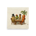 'A Proper Brew' — a Pop art,Lowbrow print. Humorous impasto painting of vegetables wearing hats and having tea around a table, perfect for a dining room.