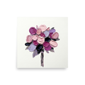 'Bloom in Relief' — a Expressionism print. A textured oil painting of pink and purple flowers on a white background, perfect for a chic Office or Bedroom.