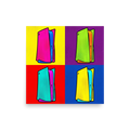 'Next Gen Chroma' — a Pop art print. A four-panel pop art illustration featuring a modern gaming console in bright, contrasting colors like pink, green, cyan, and yellow, perfect for a Game Room.