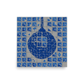 'Shattered Groove' — a Pop art print. A fragmented blue Pop Art disco ball mosaic on a gray background, adding a rebellious edge to a Home Bar / Cellar or Den / Snug.