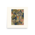'The Garden Archway'. An abstract Les Nabis painting of a woman standing beneath a patterned garden archway surrounded by colorful foliage, creating an elegant focal point for a living room or hallway. Offered as a Les Nabis print.