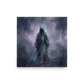 'Phantom of Morpheus', part of Meron's Symbolism wall art. Ethereal painting of a hooded phantom figure enveloped in purple mist, suited for a bedroom wall.