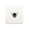 A calmness scene in black and white, 'Gravitational Equilibrium'. Minimalist black ink wash painting on textured paper featuring a central black circle inside a soft grayscale gradient, perfect for bedroom wall art.