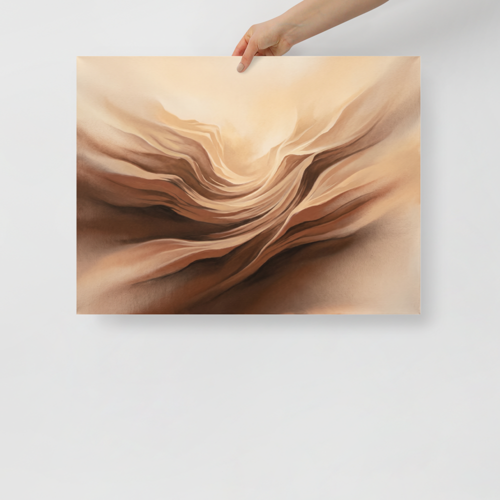 'Earthly Folds' — a Abstract art print. A smooth abstract airbrush painting of warm brown dunes or fabric folds, perfect for an elegant dining room.