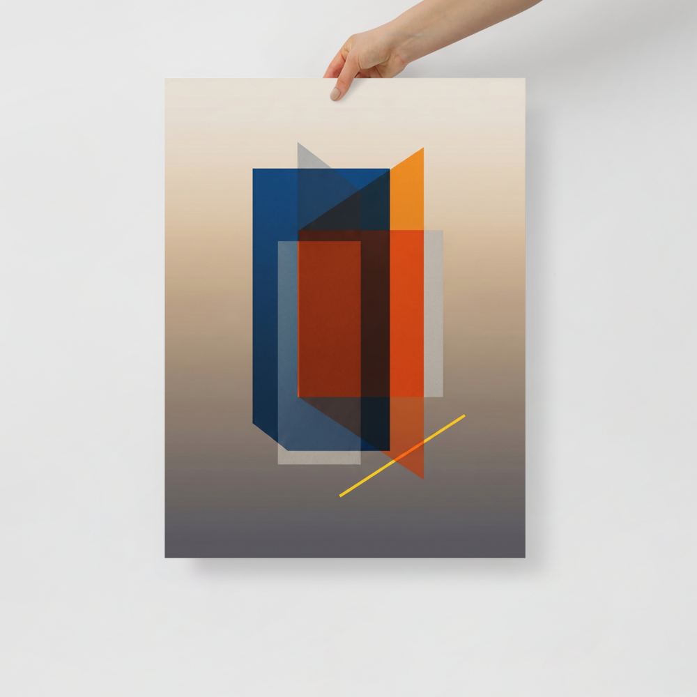 'Translucent Intersections' — a Minimalism,Geometric abstract art print. A minimalist abstract composition of overlapping translucent rectangles, bringing a contemporary edge to an Office or Hallway.