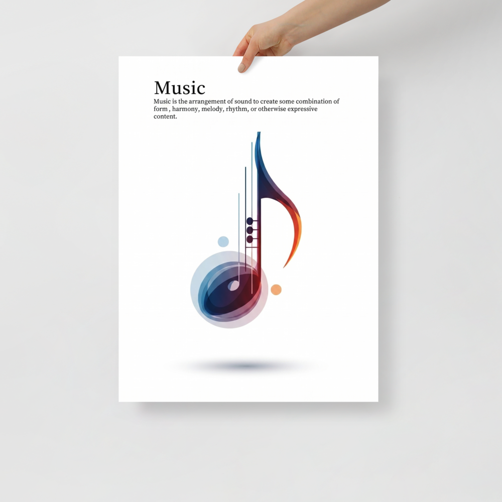 'The Color of Music' — a Abstract art,Pop art print. A vibrant and colorful abstract musical note, a joyful addition to a Music Room or Studio.