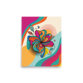 'Psychedelic Petals' — a Pop art print. A psychedelic, pop art illustration of a flower with vibrant, wavy petals, perfect for adding energy to a game room.