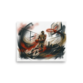 'The Final Dunk' — a Figurative art print. An athletic basketball player performing a slam dunk with energetic splashes of color, bringing excitement to a Game Room.