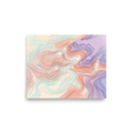 'Pastel Topography' — a Abstract art,Geometric abstract art print. An abstract design featuring layered topographic lines in soft pastel shades of pink, purple, and blue, perfect for adding depth to a modern living room or office.