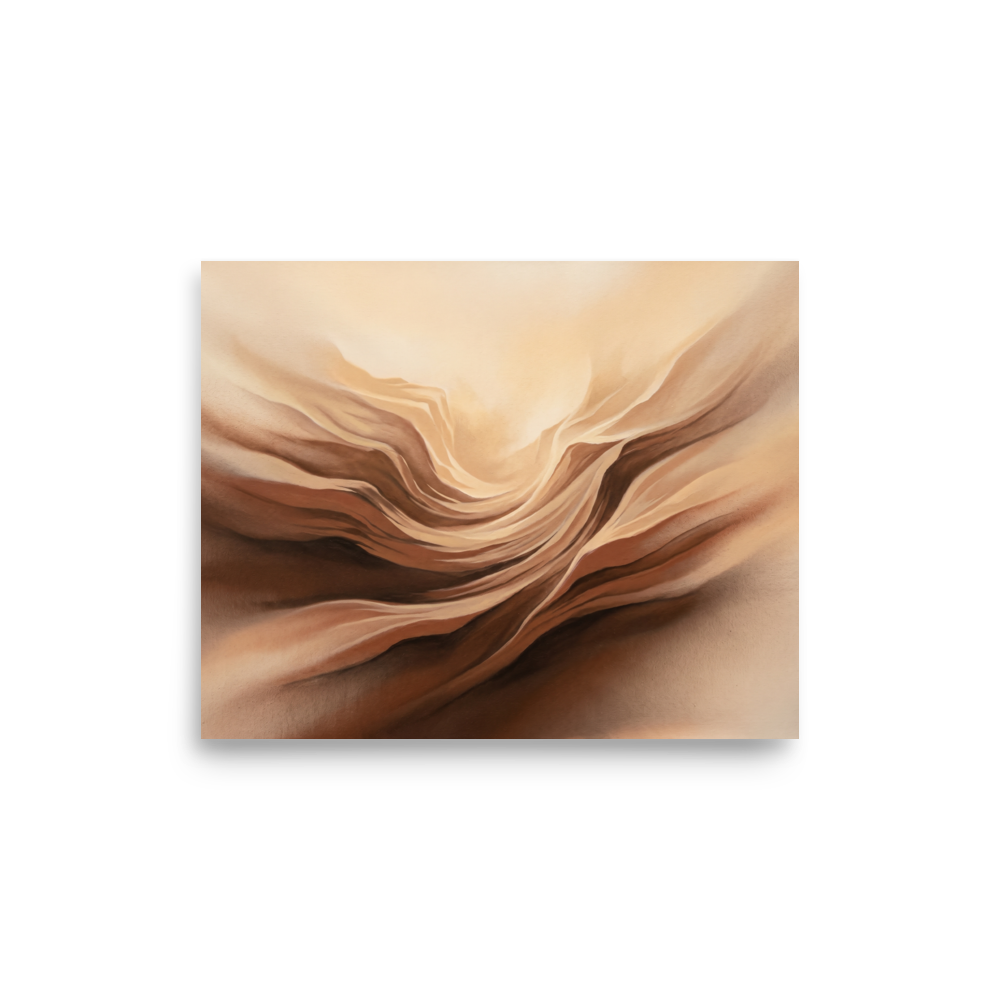 'Earthly Folds' — a Abstract art print. A smooth abstract airbrush painting of warm brown dunes or fabric folds, perfect for an elegant dining room.