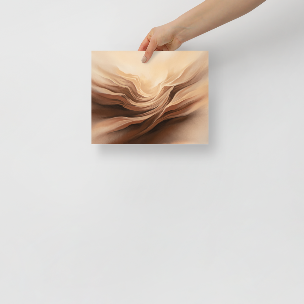'Earthly Folds' — a Abstract art print. A smooth abstract airbrush painting of warm brown dunes or fabric folds, perfect for an elegant dining room.