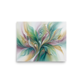 'Emerald Sanctuary' — a Surrealism print. A soft airbrush painting of elegant leaves and a subtle heron in gentle greens and purples, perfect for a relaxing bathroom.