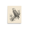 'Eagle on Oak Branch Sketch' — a Realism print. Pencil sketch of a bald eagle perched on an oak branch with leaves and acorns.