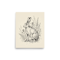 'Hare in the Thistles Sketch' — a Realism print. Pencil sketch of a hare sitting among ferns and thistles.