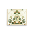 'Golden Palm Deco' — a Art Deco print. A symmetrical Art Deco botanical design with green and gold stylized palm leaves, perfect for an elegant entryway.