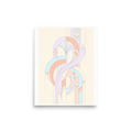 'Pastel Deco Flow' — a Art Deco print. An abstract Art Deco design featuring fluid geometric curves and fountain-like shapes in soft lavender, peach, and light blue pastels.