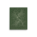 'Emerald Roots' — a Abstract art,Minimalism print. An abstract biophilic illustration of intricate white roots spreading across a dark green background, perfect for a bedroom.