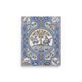 'The Mariner's Harmony' — a Renaissance print. An ornate blue and yellow traditional tile artwork featuring mythical figures and ships, ideal for a classic Library.