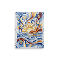 'The Radiant Horizon' — a Cubism print. A dynamic, colorful geometric azulejo tile artwork showing a stylized sun and waves, ideal for a bright Sunroom / Conservatory.