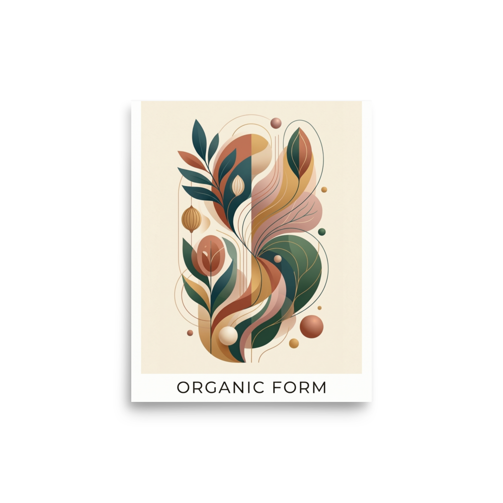 'Earthy Organic Form' — a Abstract art,Modernism print. An abstract botanical illustration with fluid lines and earthy tones, perfect for adding warmth to a Living Room.