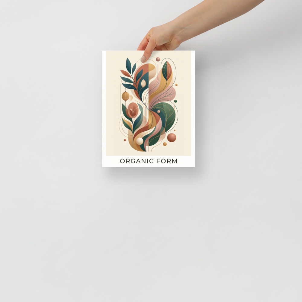 'Earthy Organic Form' — a Abstract art,Modernism print. An abstract botanical illustration with fluid lines and earthy tones, perfect for adding warmth to a Living Room.