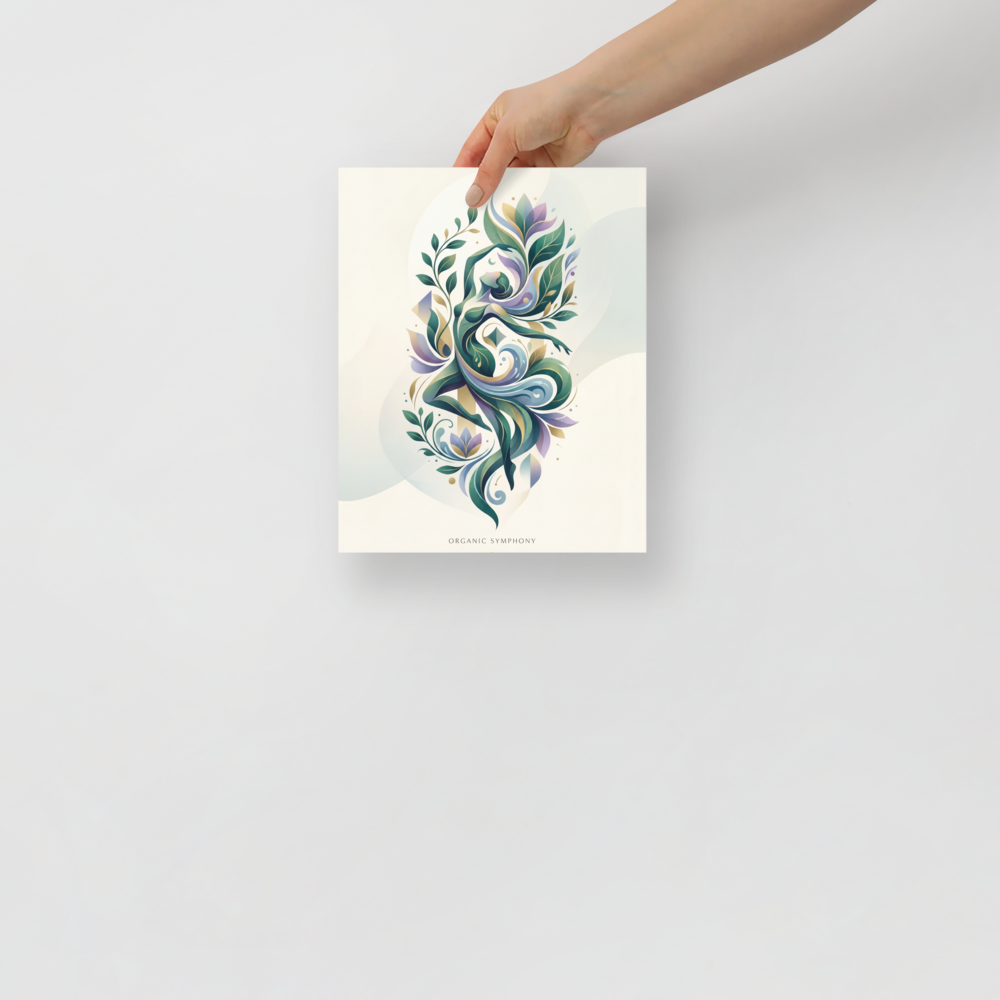 'Organic Symphony' — a Art Nouveau print. A beautiful flowing illustration of a woman intertwined with nature, an elegant addition to a Bedroom or Studio.