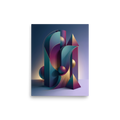 'Luminescent Geometry' — a Geometric abstract art print. A vibrant 3D geometric abstract with smooth lighting and gradients, a bold accent for a modern Studio or Living Room.