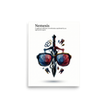 'Righteous Retribution' — a Digital art,Pop art print. A low-poly illustration of a sword, sunglasses, brass knuckles, and teeth with the text 'Nemesis', perfect for a Man Cave.