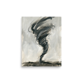 'Abstract Tempest' — a Abstract expressionism,Minimalism print. An expressive abstract painting of a grey and black tornado against a pale sky, ideal for an Office or living room.
