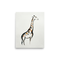 'The Tall Gent' — a Minimalism print. A minimalist watercolor sketch of a giraffe with brown and black spots, perfect for adding a touch of nature to a nursery.