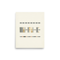 'Golden Rhythms' — a Minimalism,Geometric abstract art print. A minimalist artwork featuring horizontal bands of black lines and gold circles on a cream background, perfect for a contemporary entryway.