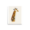 'Modern Safari' — a Minimalism print. A bold, abstract painted giraffe featuring thick ochre and grey brushstrokes on a textured white background, ideal for a modern living room.