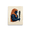 'Hercules's Mantle' — a Neo-expressionism,Figurative art print. An expressive, impasto painting of a blue mythological figure wearing an orange lion skin and holding a club, perfect for a bold living room or office.