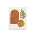 'Botanical Geometry in Earth Tones' — a Minimalism,Abstract art print. Minimalist abstract wall art featuring a terracotta arch, sage green leaf, and a golden circle with black line-art botanical details, perfect for a modern Living Room.