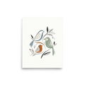 'Fluid Avian Harmony' — a Minimalism,Abstract art print. An abstract illustration of three stylized birds and foliage created with continuous fluid lines and watercolor washes in slate blue, rust, and sage, perfect for an elegant Bedroom.